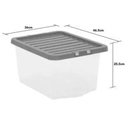 B&M Clear Storage Box With Lid 30L - Grey -Home Furnishings 258020 30l storage box with lid grey 3
