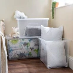 B&M Large Storage Box With Lid 110L - Clear -Home Furnishings 284861 110l storage box with lid clear 5