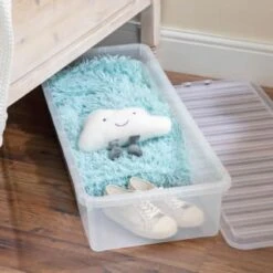 B&M Underbed Storage Box With Lid 55L - Clear -Home Furnishings 307321 55l under bed storage box with lid 4