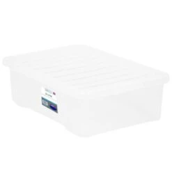 B&M Underbed Clear Storage Box With Lid 32L - Clear
