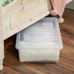 B&M Underbed Clear Storage Box With Lid 32L - Clear 9 B&M Underbed Clear Storage Box With Lid 32L - Clear -Home Furnishings 314173 32l underbed storage box with lid clear 4