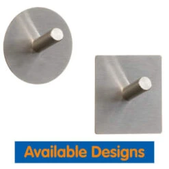 B&M Metal Adhesive Hooks 4pk - Square -Home Furnishings 332165 metal adhesive hoot set of 4 round