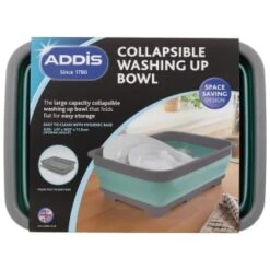 Addis Collapsible Washing Up Bowl - Aqua & Grey 12 Addis Collapsible Washing Up Bowl - Aqua & Grey -Home Furnishings 332198 addis collapsible washing up bowl grey and aqua