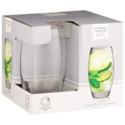 B&M Curved Hiball Glasses 4pk -Home Furnishings 338803 set of 4 highball tumblers