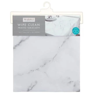 B&M Grey Wipe Clean Printed Tablecloth 132 X 178cm - Marble 4 B&M Grey Wipe Clean Printed Tablecloth 132 X 178cm - Marble - Image 2