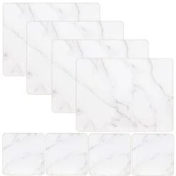 B&M Modern Cork Placemat & Coaster Set 8pc - Marble