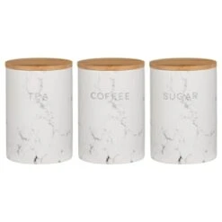 B&M Marble Effect Kitchen Canisters 3pc -Home Furnishings 356820 storage canisters marble effect tea coffee sugar