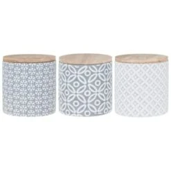 B&M Embossed Geometric Storage Canisters 3pc -Home Furnishings 356821 storage canisters geo grey 3
