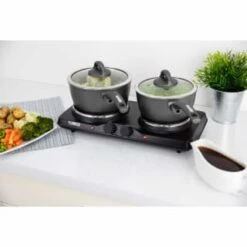 Tower Stainless Steel Double Hot Plate -Home Furnishings 357203 tower twin hot plate 2