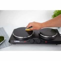 Tower Stainless Steel Double Hot Plate -Home Furnishings 357203 tower twin hot plate