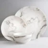 B&M White Marble Effect Dinner Set 12pc -Home Furnishings 357251 marble dinner set 12pk