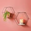 B&M Tromso Hexagon Shelf Set 2pk - Black -Home Furnishings 358375 tromso 2 hex shelves black