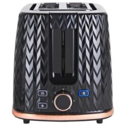 Goodmans Textured 2 Slice Toaster - Black & Rose Gold -Home Furnishings 358961 goodmans textured toaster black rose gold