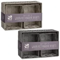 B&M Woven Storage Baskets 3pk - Silver -Home Furnishings 365979 365978 3pk woven baskets group