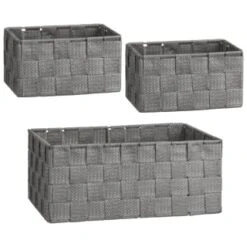B&M Woven Storage Baskets 3pk - Silver -Home Furnishings 365979 3pk woven baskets silver group