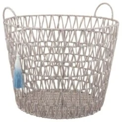 B&M Storage Basket With Tassel - Grey