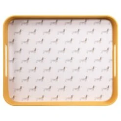 B&M Sausage Dog Bamboo Tray With Handles - Ochre -Home Furnishings 369483 sausage dog printed bamboo tray with handles ochre 2