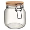B&M Large Bamboo Clip Lock Glass Jar -Home Furnishings 369504 large glass clip lock jar with bamboo lid 2