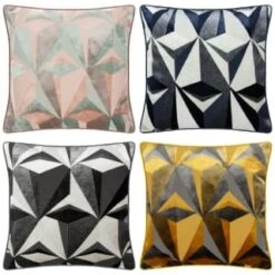 Jenson Geo Velvet Cushion - Grey -Home Furnishings 373026 373032 373083 373100 jenson geo velvet cushion main