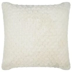 B&M Waffle Faux Fur Cushion 48 X 48cm - Cream