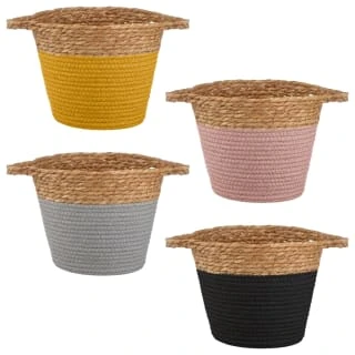B&M Small Two Tone Wicker Basket - Ochre 4 B&M Small Two Tone Wicker Basket - Ochre - Image 2