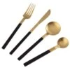 B&M Homestead Matte Black & Gold Cutlery Set 16pc 2 B&M Homestead Matte Black & Gold Cutlery Set 16pc -Home Furnishings 375296 homestead 16 piece black and gold cutlery 2