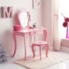 B&M Amelia Vanity Set With Stool & Mirror 1 B&M Amelia Vanity Set With Stool & Mirror -Home Furnishings 375844 amelia vanity set pink