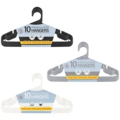 B&M Jumbo Hangers 10pk - Black -Home Furnishings 376555 376556 376557 10pk strong clothes hangers main 1