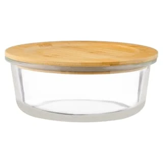 B&M Round Glass Food Container With Bamboo Lid 3 B&M Round Glass Food Container With Bamboo Lid