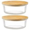 B&M Round Glass Food Containers With Bamboo Lid 2pk -Home Furnishings 376822 2 round glass food containers 2