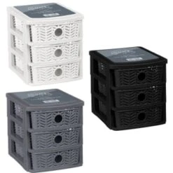 B&M 3 Tier Chevron Storage Organiser - Black -Home Furnishings 377462 3 drawer chevron organiser main