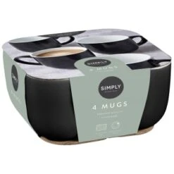 Simply Everyday Gloss Mugs 4pk - Black 9 Simply Everyday Gloss Mugs 4pk - Black -Home Furnishings 380121 4pk simply everyday mugs black 2