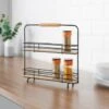 B&M Two Tier Spice Rack With Wooden Handle -Home Furnishings 380166 two tier spice rack with wooden handle