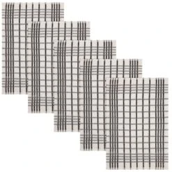 B&M Essentials Check Tea Towels - Black 5pk -Home Furnishings 380235 5pk check tea towels black 2