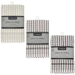B&M Check Tea Towels - Black 3pk 11 B&M Check Tea Towels - Black 3pk -Home Furnishings 380305 380307 380309 3pk check tea towels main