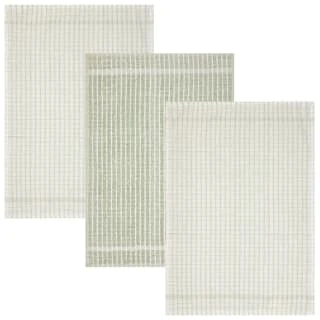 B&M Check Tea Towels - Sage 3pk 4 B&M Check Tea Towels - Sage 3pk - Image 2