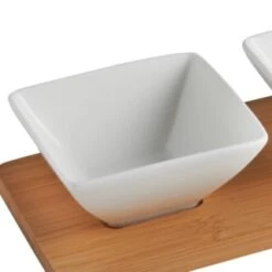 B&M Set Of 3 Serving Bowls With Bamboo Tray - Square -Home Furnishings 380368 3pk serving boards with bamboo tray square 2