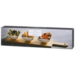 B&M Set Of 3 Serving Bowls With Bamboo Tray - Square -Home Furnishings 380368 3pk serving boards with bamboo tray square 3