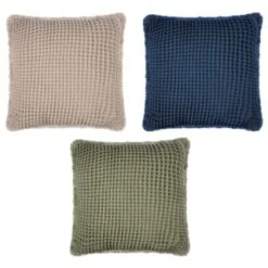 B&M Cotton Waffle Cushion - Green 7 B&M Cotton Waffle Cushion - Green -Home Furnishings 380445 380640 380486 cotton waffle cushion main