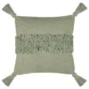 B&M Indigo Tufted Stripe Cushion With Tassels - Sage -Home Furnishings 380494 indigo tufted stripe cushion with tassels sage