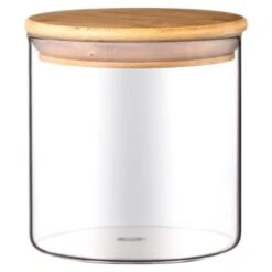 Home Furnishings -Home Furnishings 380530 3pk natural home glass jars in bamboo stand 3
