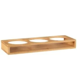 B&M Natural Home Glass Jars In Bamboo Stand 3pk -Home Furnishings 380530 3pk natural home glass jars in bamboo stand 5