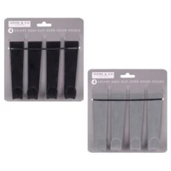 B&M Velvet Overdoor Hooks 4pk - Black -Home Furnishings 383665 4 velvet non slip over door hooks main