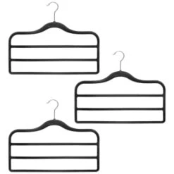 B&M Velvet Trouser Hangers 3pk - Black -Home Furnishings 383688 3pk pure velvet trouser hangers black