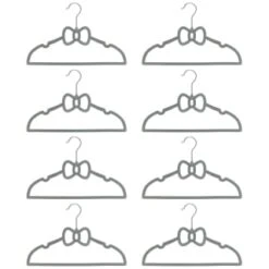 B&M Children's Non-Slip Hangers 8pk - Grey 7 B&M Children's Non-Slip Hangers 8pk - Grey -Home Furnishings 383693 8pk childrens hangers grey bow