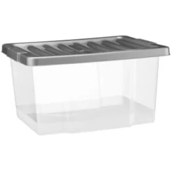 B&M Clear Storage Boxes With Lids 3pk 20L -Home Furnishings 384092 20l lidded box 3pk