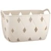 Diamond Embossed Cream Storage Basket - Large 1 Diamond Embossed Cream Storage Basket - Large -Home Furnishings 384959 diamond embossed storage basket cream large