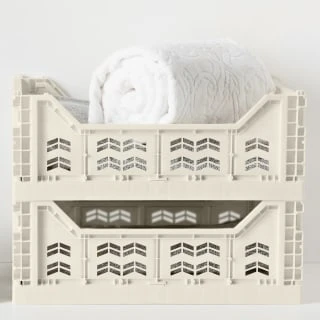 Midi Stacking Fold Flat Crate 30.6 X 20.5 X 12.6cm - Cream 6 Midi Stacking Fold Flat Crate 30.6 X 20.5 X 12.6cm - Cream - Image 4