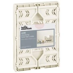Midi Stacking Fold Flat Crate 30.6 X 20.5 X 12.6cm - Cream 10 Midi Stacking Fold Flat Crate 30.6 X 20.5 X 12.6cm - Cream -Home Furnishings 384974 home essentials midi stacking fold flat crate cream