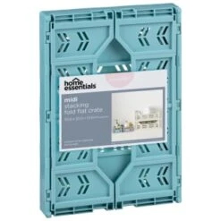 Midi Stacking Fold Flat Crate 30.6 X 20.5 X 12.6cm - Teal -Home Furnishings 384975 home essentials midi stacking fold flat crate soft teal